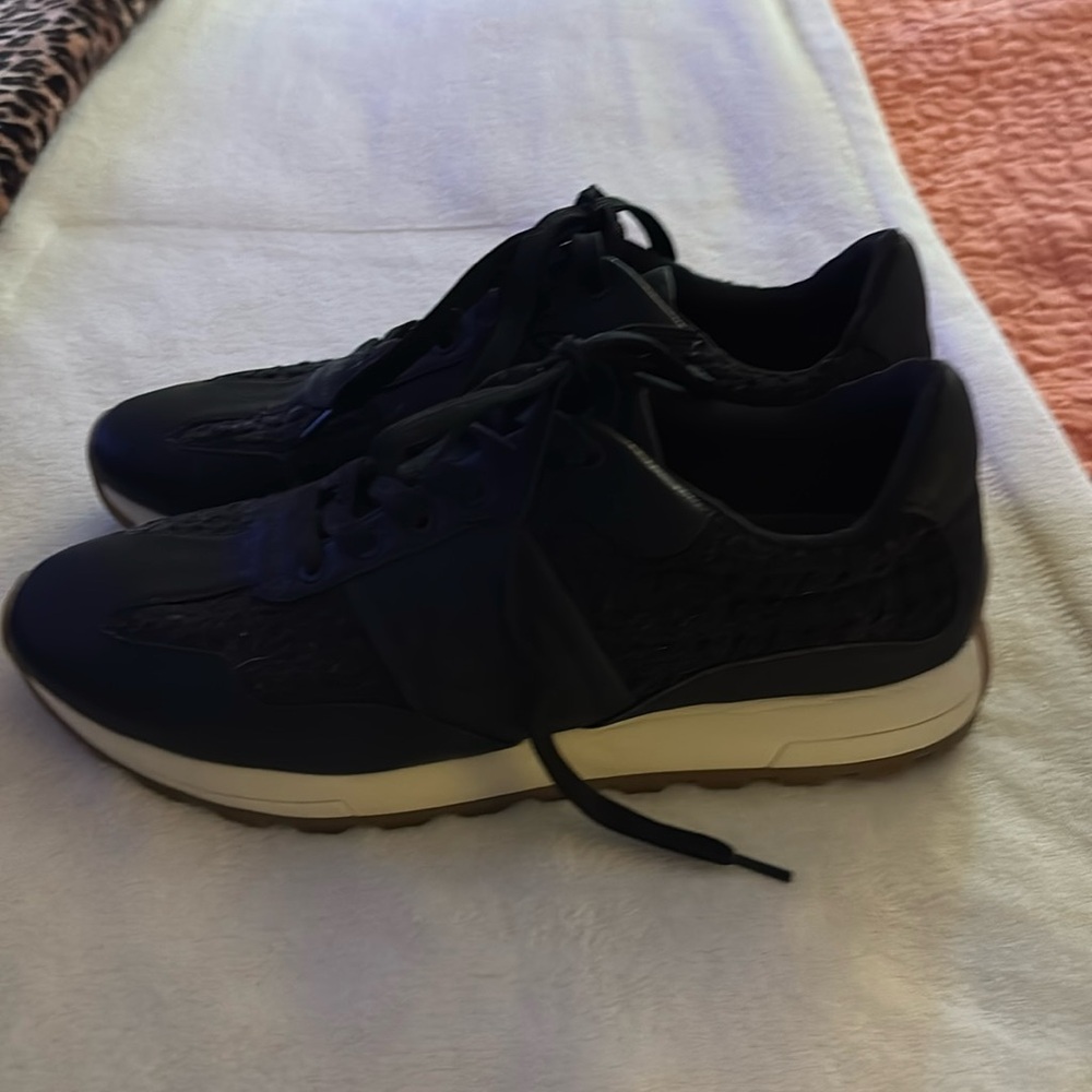 Bare Traps from Nordstroms Black leather and fabric tennis shoes.